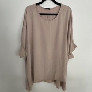 NEW‎ COLLECTION Beige Polyester Short Sleeve Blouse Round Neck Size XXL